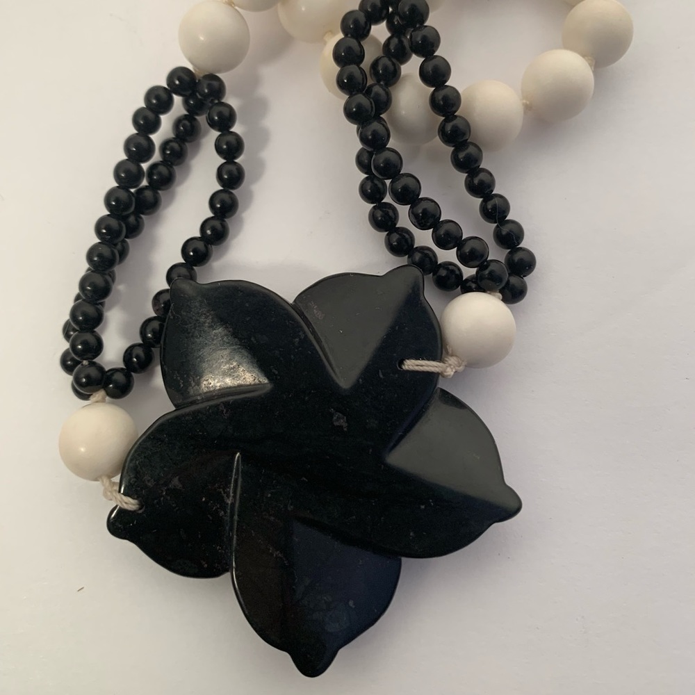 Ceramic flowers and beaded necklace